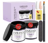 Saviland Clear Nudes Builder Nail Gel Kit - 2 * 100g Hard Gel for Nails, Nail Extension Gel Nail Set Nail Strengthener Gel Nail Art Manicure Kit with 100PCS Nail Forms Acrylic Nail Brush Nail File