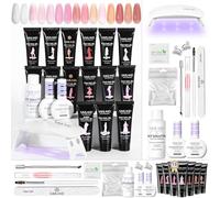 SAVILAND Color Artistry Glow & Go Poly Nail Gel Kit: 15 Colors Sheer Poly Extension Gels Nail Kit with U V Light Foundation Gel Top Gel Poly Nail Gel Kit for Beginners Long Lasting DIY Home Use