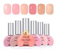 SAVILAND Color Artistry Pink Nail Polish Set: 6 Colors Quick Dry Nail Polish Nude Shimmer Glitter Fingernail Polish Set 12-Free Long Lasting Nail Lacquer Polish DIY Modern Minimalist Gifts for Women