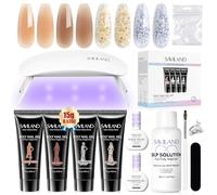 SAVILAND Color Artistry Poly Nail Gel Kit: Fast & Easy Polygel Nail Kit Starter Kit with Nail Lamp 4 Colors Sheer & Sparkle Nails Nourishing & Lasting Shine All-in-1 Home DIY Manicure Kit for Women