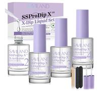 SAVILAND Dip Powder Liquid Set: 15ml Nail Kit With Base Top Activator, Brush Saver, Castor Oil, VE, VB5, VB7 for DIY Salon Art