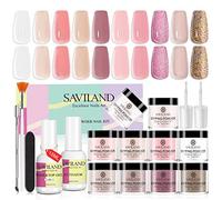 SAVILAND Dip Powder Nail Kit, 10 Colors Starter Set with 2-in-1 Base & Top Coat, Activator & Tools, Complete French Manicure System for Home & Salon