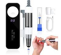 Saviland Electric Nail Drill 35000RPM High Speed Portable Nail Drill Machine Nail File with Ceramic Corn Bit USB Rechargeable for Acrylic Gel Nails Removal Manicure Pedicure Kit, White