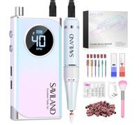 Saviland Electric Nail File 40000RPM: Professional Rechargeable Nail Drill for Acrylic Nails Gel Polishing Removing Adjustable Speed Low Vibration Safe E File with 13 Drill Bits for Nails Manicure