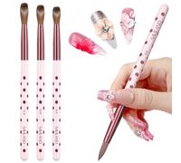 SAVILAND Essentials Acrylic Nail Brush Set 5 Grade Bristles: 3 PCS Acrylic Brush Size 8/10/14 Nail Brushes for Acrylic Application Red Polka Dot Design for Nail Extension 3D Nail Carving Nail Art