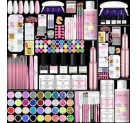 SAVILAND Essentials Acrylic Nail Kit: Premium Easy All-in-1 Nail Kit with Everything Clear White Pink Acrylic Powder EMA Monomer Nail Drill Full Tools for Beginners Extension Carving Home DIY