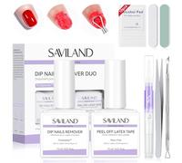SAVILAND Essentials Dip Powder Remover Kit: Fast Removal Dip Nail Remover with Liquid Latex Peel Off Cuticle Oil Manicure Tools For Dip Nails Remove No Need Soaking Or Wrapping