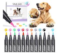 SAVILAND Essentials Dog Nail Polish Pens: Safe & Non-Toxic Dog Nail Art Pens 12 Colors Quick Dry Dog Safe Nail Polish Pens Easy to Apply Nail Art Polish Claw Care Set DIY Puppy Nails Home Use