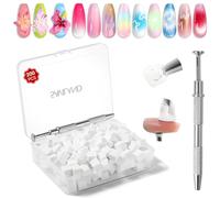 SAVILAND Essentials Nail Sponges: 200Pcs White Sponges for Nails Perfect Ombre Nail Effect High Density with Sponge Grabber for Nails Portable Professional Nail Art Tools for Salon Studio DIY Use