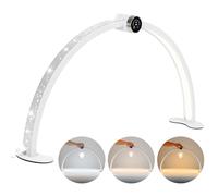 SAVILAND Half Moon Light: 8 Languages Half Moon Lamp Nail Tech Lamp with Phone Holder 3000-6000K Customizable CCT 3 Light Modes Nail Desk Light for Nail Art & Beauty Tasks (White)