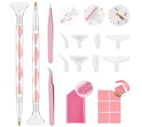 SAVILAND Multi Head Rhinestone Picker Tool Kit for Home DIY | 2PCS Dual Ended Rhinestone Applicator 12 Replacement Tips with Clay Tweezers Tray for Nail Art Craft Pick Gem Diamond Jewel