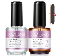 SAVILAND Nail Dehydrator and Primer: 2PCS 15ml Acid-Free Natural Nails Prep | Gel Polish Bond Primer Nail Protein Superior Bonding for Gel Nails Polish Acrylic Powder Supplies Beginner Salons