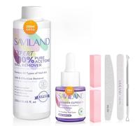 SAVILAND Nail Polish Remover, 250ML Pure Acetone for Nails - Gel Polish Remover Kit with Cuticle Oil & 10 Nail Clips for Fast Removal, Salon & Home Use