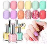 Saviland Nail Polish Set: Quick Dry Regular Nail Polish Toenail Fingernail Nailpolish Castor Oil Vitamin E 12 Color Transparent Icy Hues Bulk Nail Polish Gift Set Base Top Polish Coat