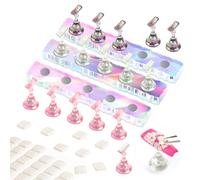 Saviland Nail Stand for Press Ons: 3 Set Strong Magnet Aurora Nail Holder for Painting Nails Laser Bases Nail Display with 40 Pcs Reusable Sticky Putty for Practice Nails Home DIY Salon Use