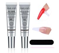 SAVILAND No Curing Nail Glue Gel with Remover: 30-Day Long Lasting New Semi Solid Nail Glue for Press On Nails Extra Strong Nail Glue No UV/Led Lamp Needed, 15s Fast Nail Glue Remover for Home Use
