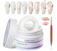 SAVILAND Non-Sticky 3D Nail Gel: Easy Sculpting White 3D Gel for Nail Art Satin-Like Luster Sculpting Gel with Double-Ended Nail Art Sculpture Pen For Molding 3D Flowers Nails DIY Manicure Home 15g