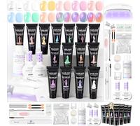 SAVILAND Poly Nail Gel Kit: 15 Pastel Colors Extend Gel Natural Sheer Cat Eye Effect with Mini Nail Lamp Slip Solution for 4 Weeks Lasting Nourish Nails Starter Home Use Nail Art Salon DIY For Women