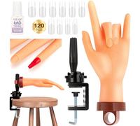 SAVILAND Practice Hand for Acrylic Nails: Flexible & Realistic Nail Practice Hand Mannequin Hand Silicone Nail Hand Practice with 120PCS Nail Tips Nail Glue for Beginners Manicure Training Home