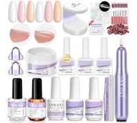SAVILAND Pro Builder Gels Kit All-in-1: 3 Pcs White Pink Nudes Builder Gels for Nails with VE Castor Oil Hard Gel for Nails with Base Top Gel Nail drill for Nail Apex Extension Strengthening