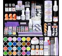 Saviland Professional Acrylic Nail Kit All-in-1: Nail Kits Acrylics with Everything Keratin Acrylic Powder Brush Monomer Acrylics Liquid Primer Essential Oil for Nails Extension Carving Salon
