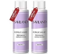 Saviland Professional Acrylic Nail Liquid Set - Pure EMA Formula, Non-Yellowing, MMA Free, Medium Time Drying Acrylic Liquid (1.69 Oz, Pack of 2) - Monomer for Extension & Carving Acrylic Nails