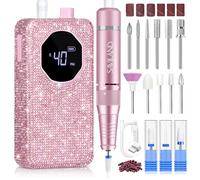 SAVILAND Professional Nail Drill Kit 40000 RPM: Portable Diamond Rechargeable 4000 mAh Electric Nail File for Thick Acrylic Nails with Ceramic Nail Drill Bits Sanding Bands Tech Salon