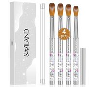 Saviland Pure Kolinsky Acrylic Nail Brush Set: 4PCS Acrylic Brush Size 6/10/12/14 Silver Glitter Metal Nail Brushes for Acrylic Powder Acrylic Monomer Liquid Nail Extension & Carving Women Gift Sets
