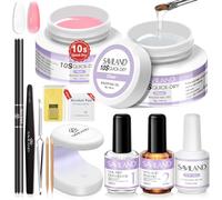 SAVILAND Quick-dry Builder Nail Gel Kit: Clear Pink Builder Hard Gels with Mini U V Light, Top Gel, Nail Dehydrator, Non-acid PH Bond Primer and Nail Extension Application Tools