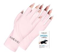 Saviland U V Shield Professional Manicure Gloves with UPF200+ UV Protection for Nail Polish, Drying, Cycling, Driving, Fishing, Fitness (Light Pink)