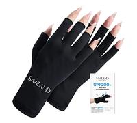 Saviland UV Gloves for Gel Nails - UPF200+ High-tech Protection Manicures, Anti UVA&UVB 999+ Nail Lamp Skin Care Fingerless Protect Hands from Harm(Black), 1.0 count