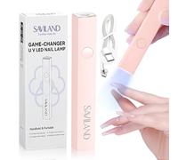 SAVILAND UV Nail Lamp, 10s Ultra-Fast Curing, Handheld & Rechargeable, 180mAh Cordless LED Nail Lamp with 20s/60s Dual Timers for Gel Polish & 3D Nail Art Pink