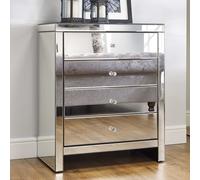saville mirrored chest of 4 drawers in silver