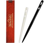 Savina Savina Set 2 Nalbinding Needle Bone & Horn with Large Two-Eyed. Handmade Binding Tool, Multipurpose Weaving/Knitting/Stitching Needles for Craft Work