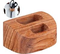 SAVINA Sewing Scissors Holder & Hanger - Handmade Wooden Scissor Organizer with 2 Slots, Stick-On Mount for Sewing Machine - Quilting & Tailoring Tool