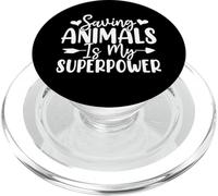 Saving Animals Is My Superpower Pet Adoption Animal Rescue PopSockets PopGrip for MagSafe