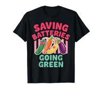 Saving Batteries Going Green Funny Healthy Vegan Humor T-Shirt