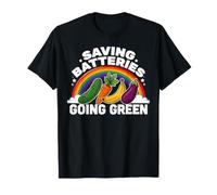 Saving Batteries Going Green Funny Healthy Vegan Humor T-Shirt