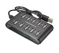 SAVING HUB - 10 Port USB Hub - High Speed 2.0 Multi Expansion Black - On Off Switch Plug - Play Compatible Windows, PC, Mac Computers - 480Mbps Transfer Speed - Ten Port Double Row ABS Plastic (1)