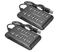 SAVING HUB - 10 Port USB Hub - High Speed 2.0 Multi Expansion Black - On Off Switch Plug - Play Compatible Windows, PC, Mac Computers - 480Mbps Transfer Speed - Ten Port Double Row ABS Plastic (2)