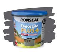 SAVING HUB 2x Fence Paint 5L - Shed & Fence Life Plus Paint for Outdoor Wood - Weatherproof Garden Paints - For Rough Sawn & Smooth Timber - Exterior Wood Treatment, (Slate, 5 Liter)
