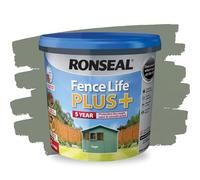 SAVING HUB 2x Fence Paint 5L - Shed & Fence Life Plus Paint for Outdoor Wood - Weatherproof Garden Paints - For Rough Sawn & Smooth Timber - Exterior Wood Treatment, (Sage, 5 Liter)