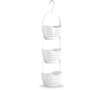 SAVING HUB - 3 Tier Plastic Shower Caddy - Strong & Durable White Hanging Bathroom Organizer - Over-the-Shower Storage with Hook - Space-Saving Shelf for Shampoos, Soaps & Dispensers H80 x D16 x W22cm
