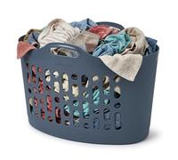 SAVING HUB 50L Laundry Basket Flexible Plastic - Large Lightweight Flexi Tub with Strong Handles, Durable Clothes Hamper for Washing, Storage & Home - Stackable Basket 60 x 37 x 40.5 cm (1, Navy)