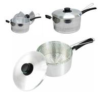 SAVING HUB Chip Pan with Basket & Lid - Aluminum Deep Fat Fryer Pot - Strong Wire Mesh Basket, Chip Pan Fryer - Kitchen Food Cooking Pans - Dishwasher Safe (25cm)