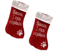 SAVING HUB - Dog Christmas Stocking with Paw Print - "Santa I Can Explain" Funny Pet Gift Bag - Red Holiday Stockings for Dogs, Cats, Treats, Toys - Santa Paws Xmas Decoration for Pets Lovers (2)