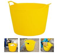 SAVING HUB - Large Round Flexi Tub 40L - Home Garden Storage Plastic Flexible Bucket - Multi Purpose Laundry Gardening Container - 2 Integrated Handles, Durable Yellow Tubs Flexible (1)