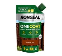 SAVING HUB - One Coat Shed & Fence Protector Refill Pouch 950ml - Outdoor Wood & Furniture Paint - for Rough Sawn & Smooth Planed Wood - Sheds & Fences Life Plus - Dry in 1 Hours (Medium Oak)
