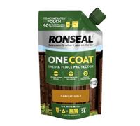 SAVING HUB - One Coat Shed & Fence Protector Refill Pouch 950ml - Outdoor Wood & Furniture Paint - for Rough Sawn & Smooth Planed Wood - Sheds & Fences Life Plus - Dry in 1 Hours (Harvest Gold)