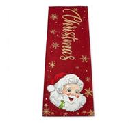 SAVING HUB - Santa Claus Christmas Table Runner - Elegant Merry Christmas Lettering - Red Design for Indoor/Outdoor - Holiday Dining Decor - Fits Rectangular Tables (1)